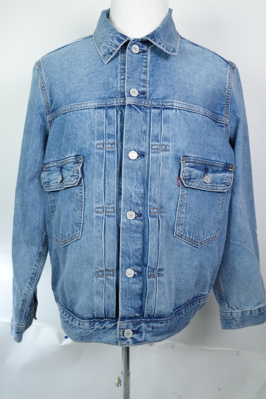 Levis Type II Trucker Jacket Mens Large Blue Denim Relaxed Fit Premium Casual
